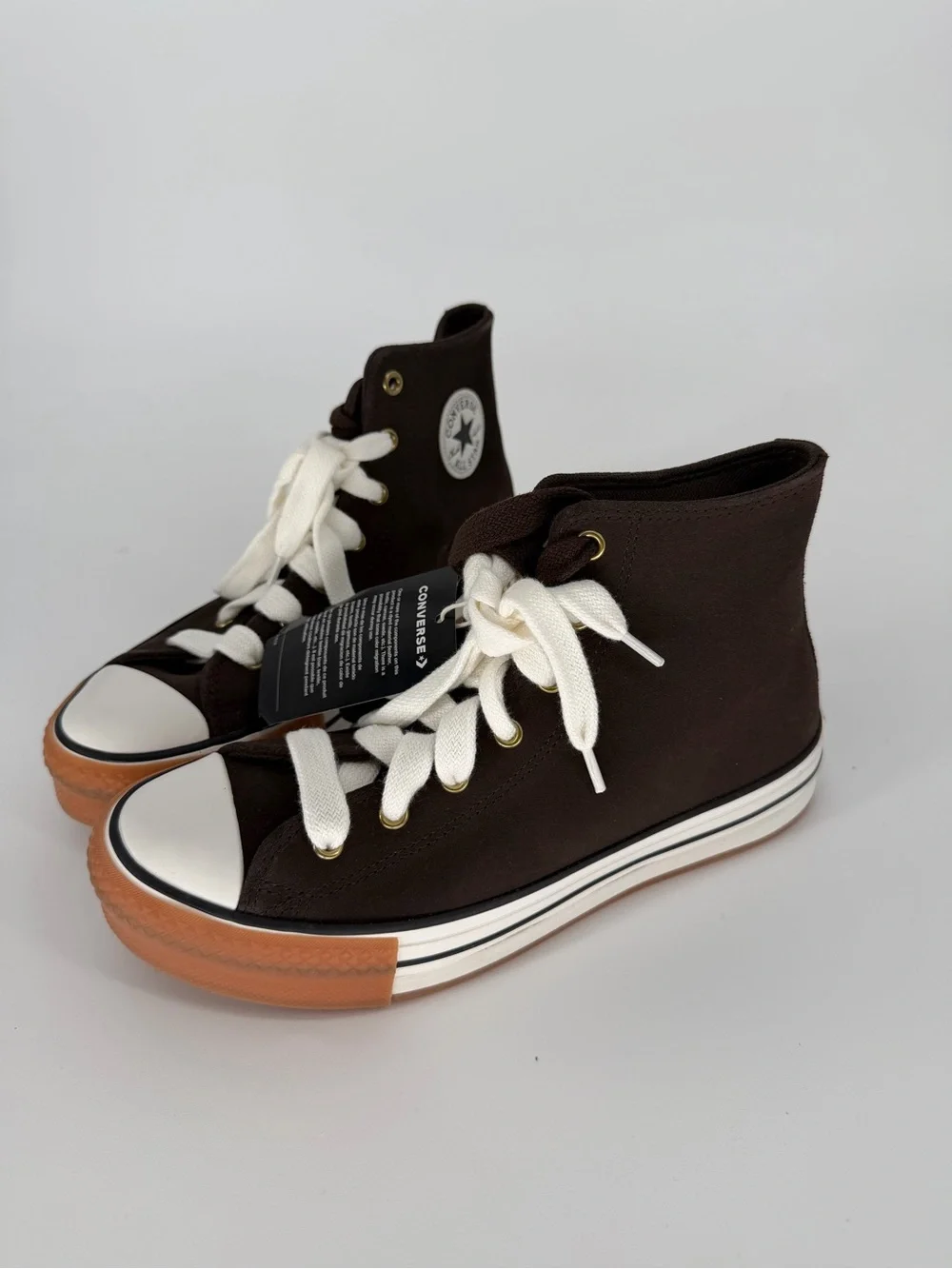 Converse Kids' High Top Canvas Sneakers — Brown/White